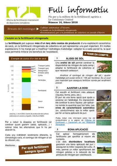 Núm. 16 Recomanacions de l’adobatge de cobertora en cereal d’hivern i estalvi en la fertilització nitrogenada